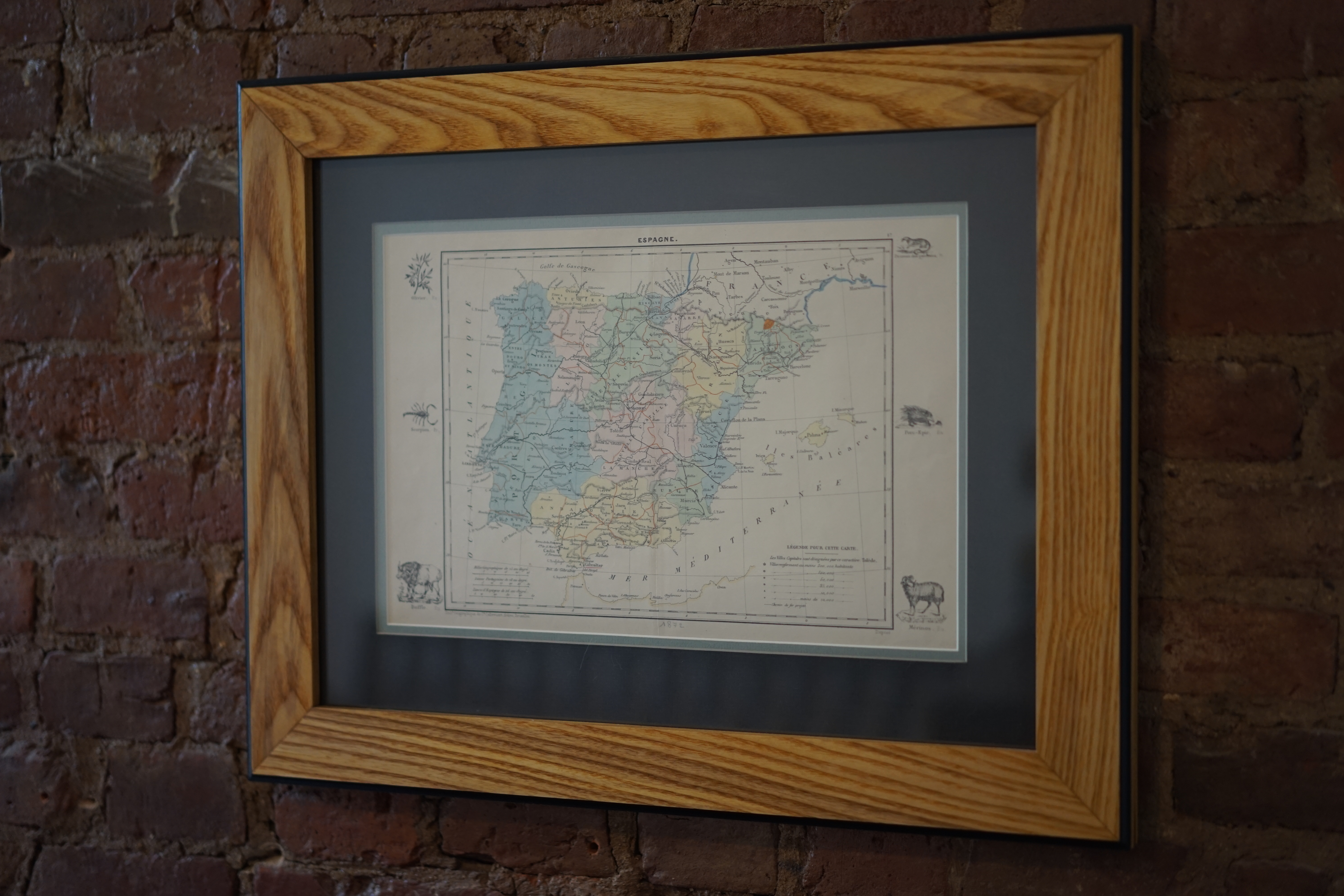 1872 Map of Spain and Portugal alt text